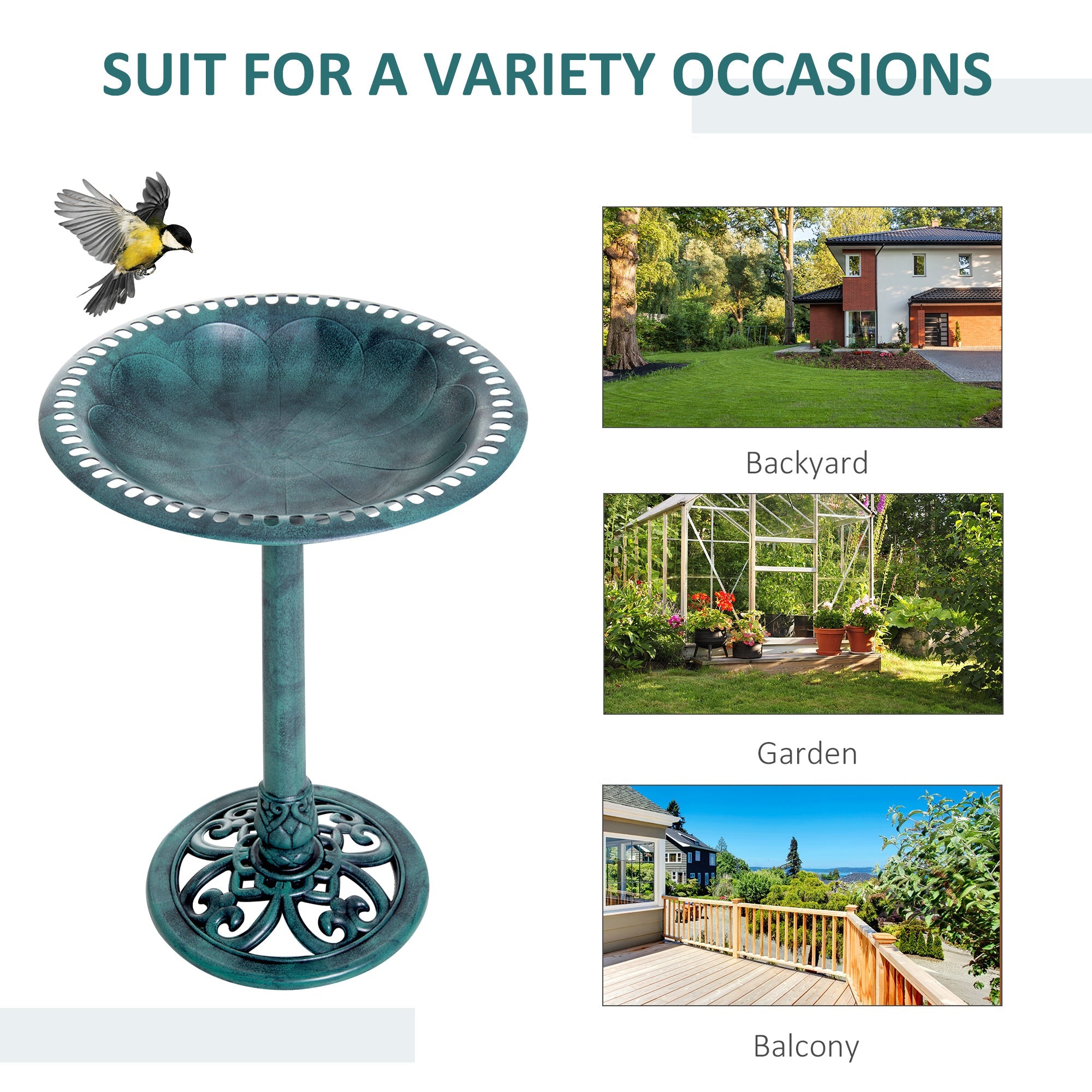 28" Bird Bath with Fleur De Lis Pattern