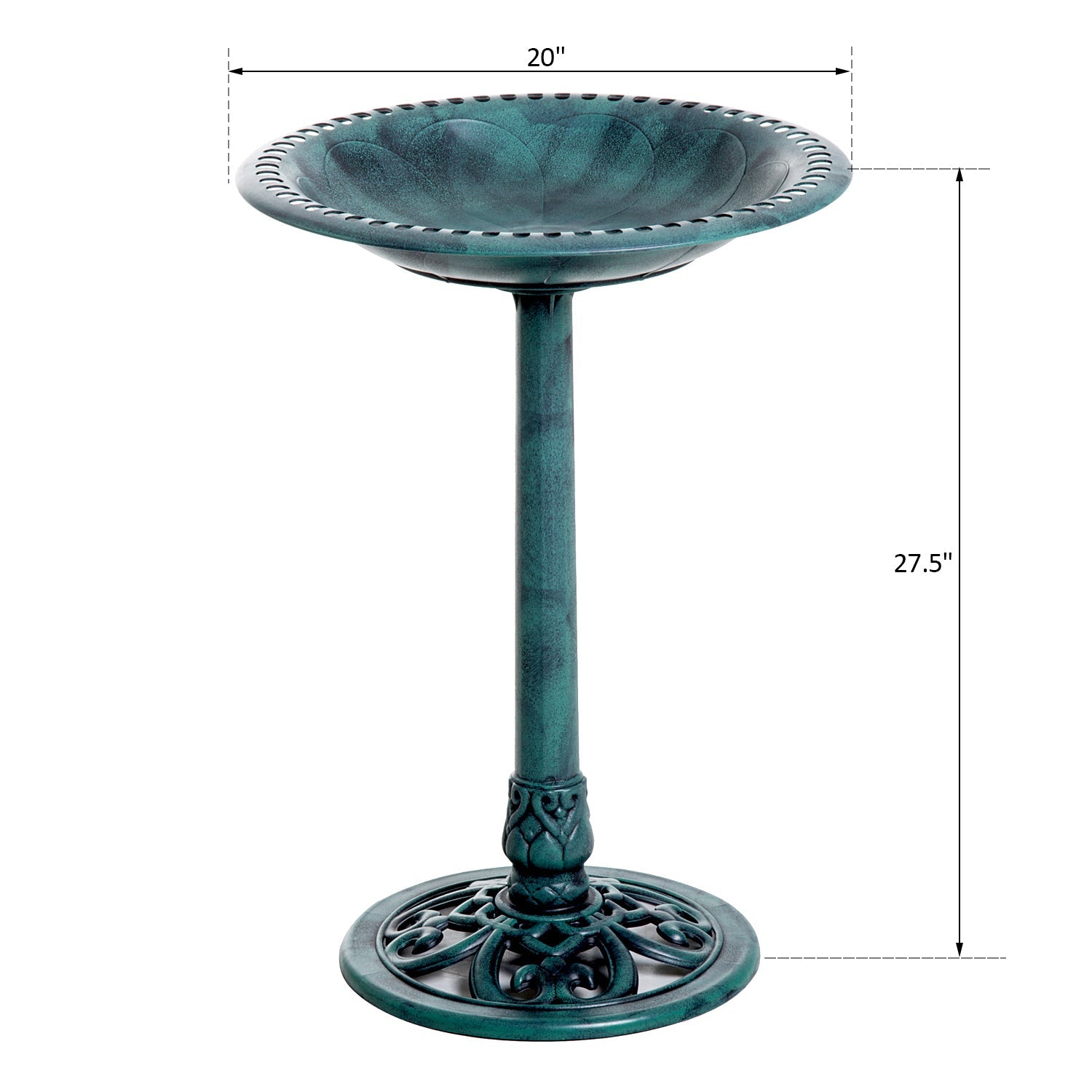 28" Bird Bath with Fleur De Lis Pattern