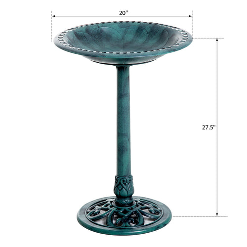28" Bird Bath with Fleur De Lis Pattern