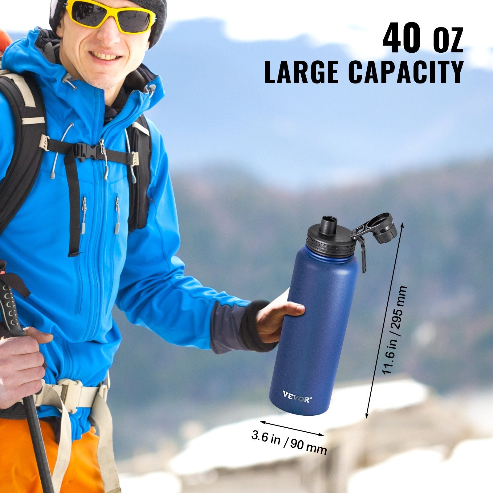 40oz Blue Stainless Steel Water Bottle